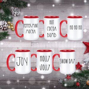 Holiday Mug Set - "Peppermint Mocha, Hot Cocoa Bomb, & More - 15oz